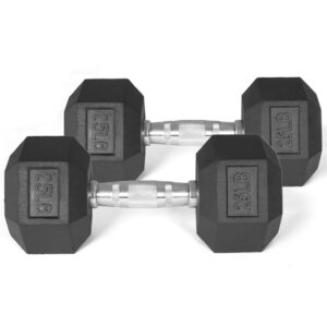 25 LB RUBBER HEX DUMBBELLS other view